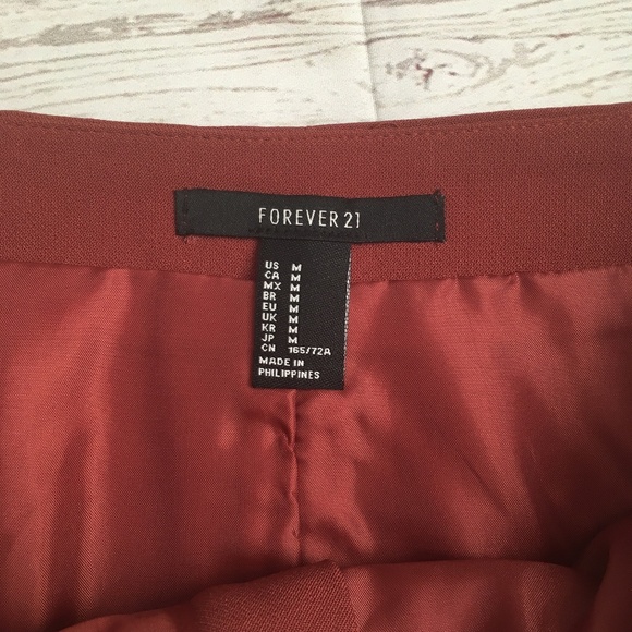 forever 21 womens m burgundy zipper front skirt li - Picture 4 of 5